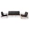 Baxton Studio Venza Walnut Wood Black Faux Leather 3-Piece Livingroom Set 140-7552-7553-7554 - alternate 4